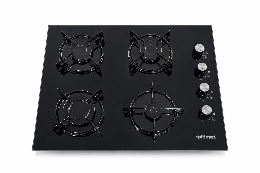 Placa de Gas Itimat 4 Fuegos de Cristal Negro