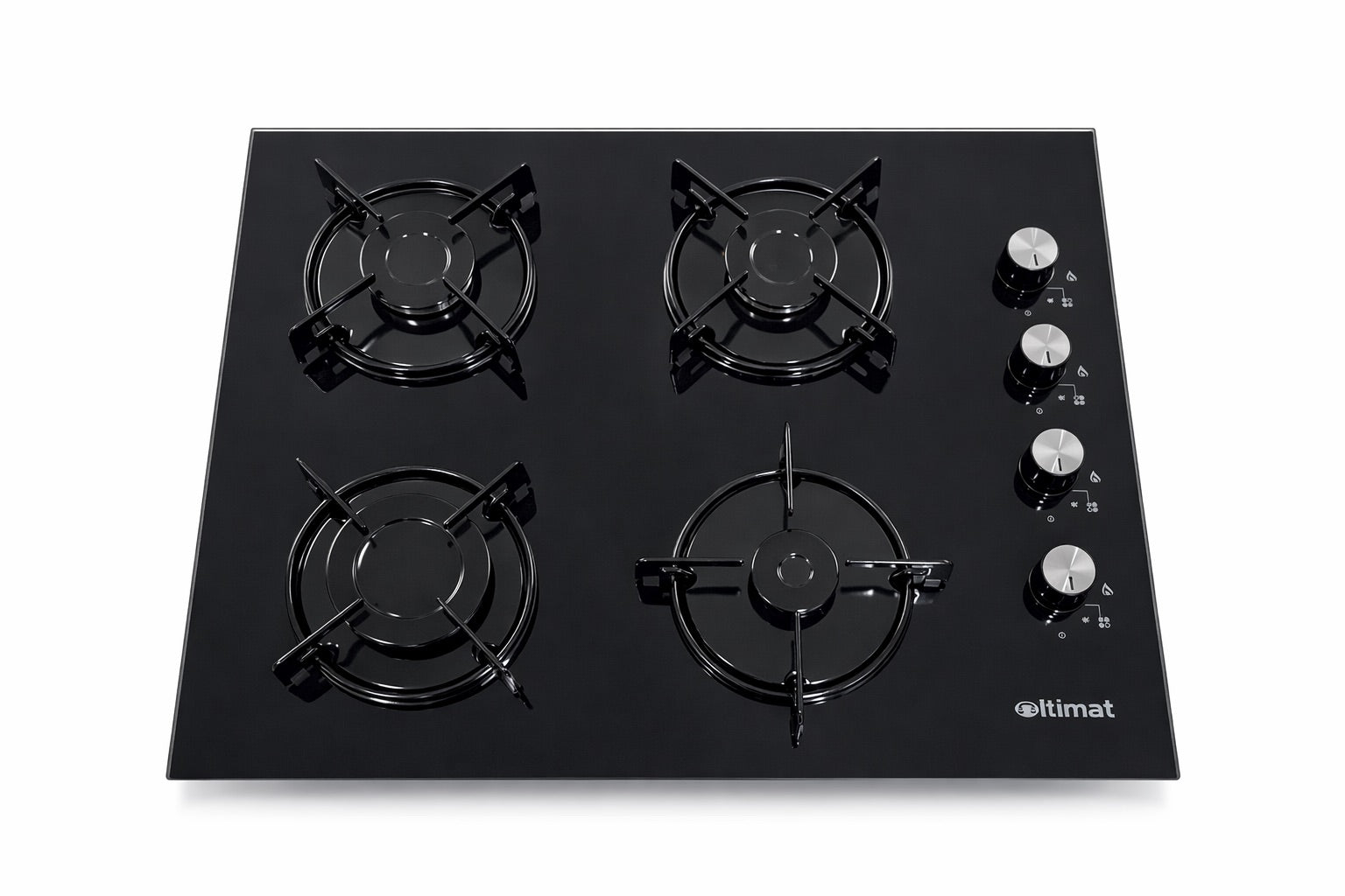 Placa de Gas Itimat 4 Fuegos de Cristal Negro