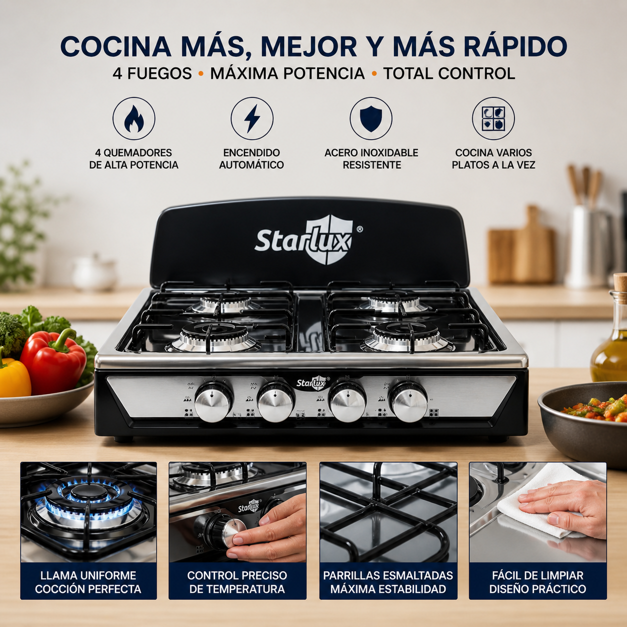 Hornillo Sobremesa Starlux 4 Fuegos
