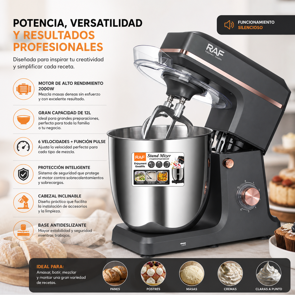 Batidora Amasadora RAF 2000W 12L