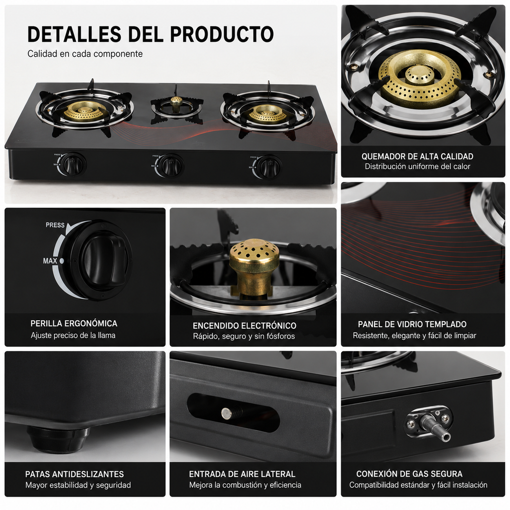 Cocina de Gas RAF de 3 Fogones