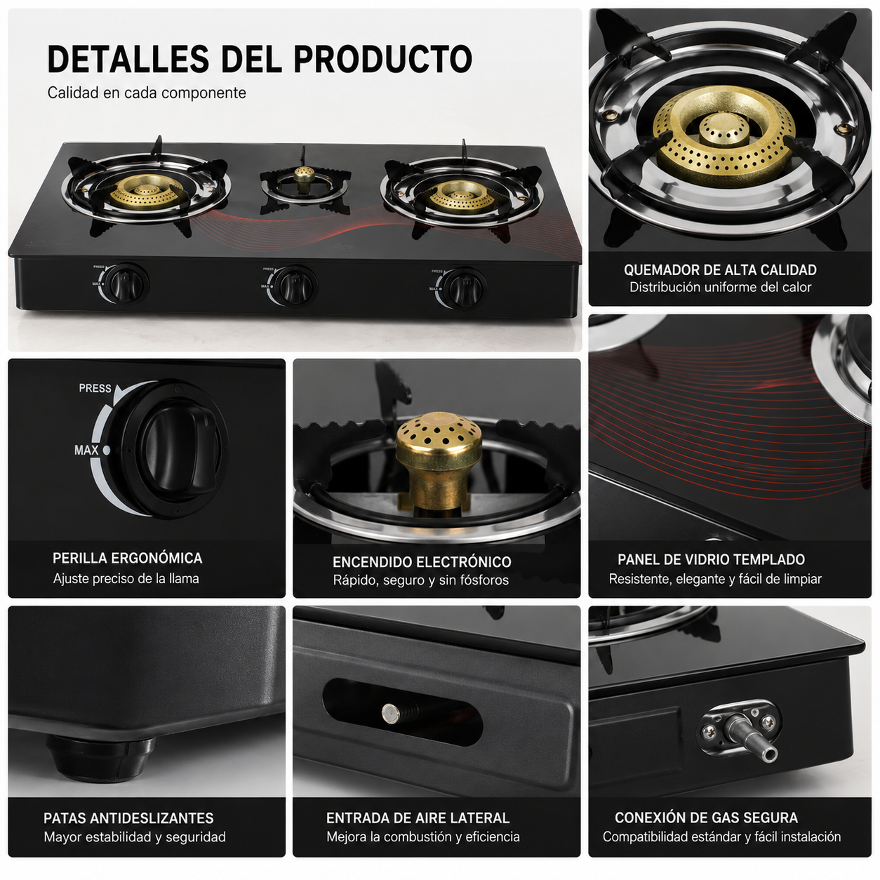 Cocina de Gas RAF de 3 Fogones