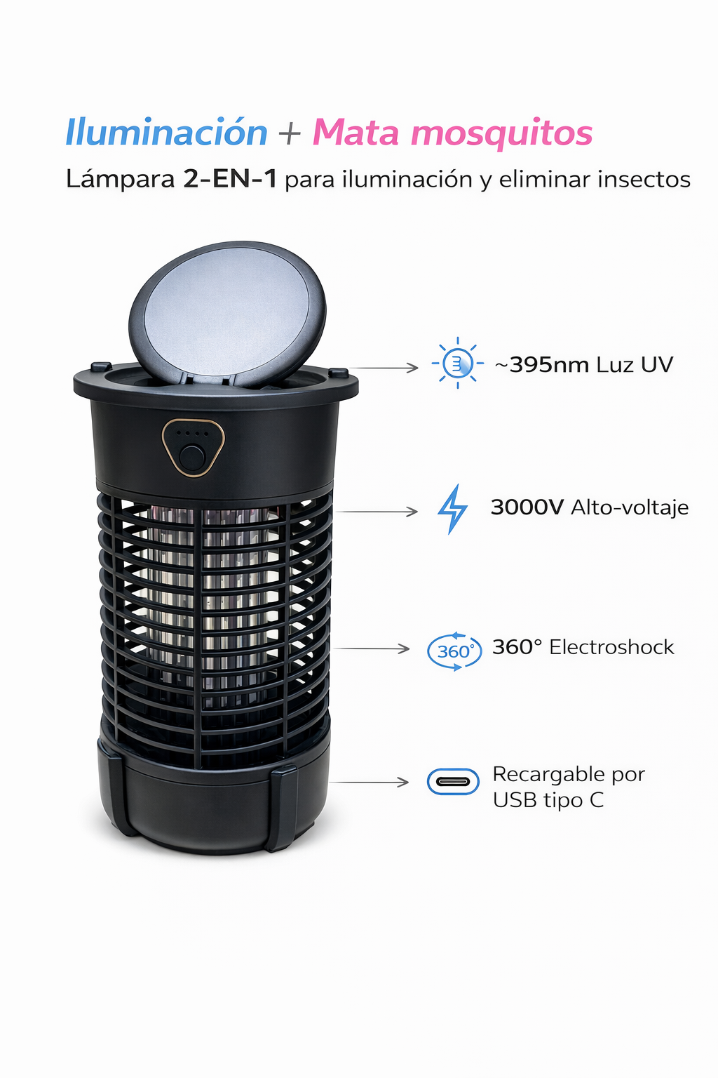 Lampara + Mata Mosquitos LK Electrodomestic
