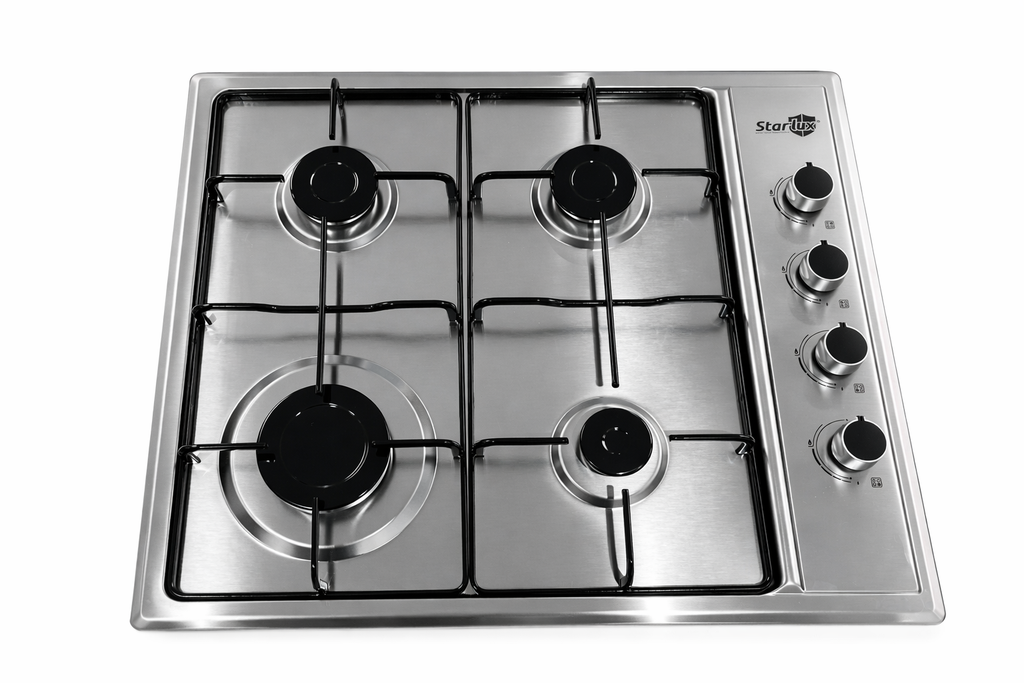 Placa de Gas Starlux de 4 Fuegos en Acero Inoxidable LK Electrodomestic