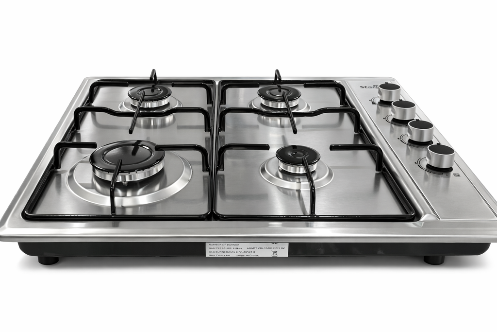 Placa de Gas Starlux de 4 Fuegos en Acero Inoxidable LK Electrodomestic