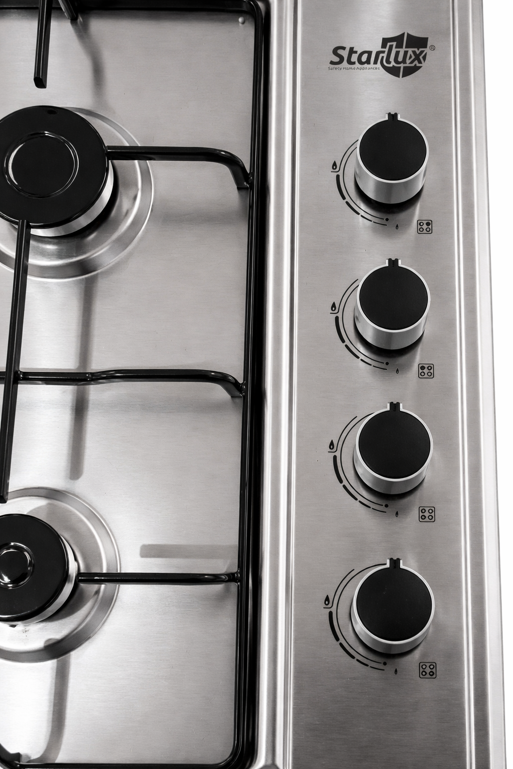 Placa de Gas Starlux de 4 Fuegos en Acero Inoxidable LK Electrodomestic