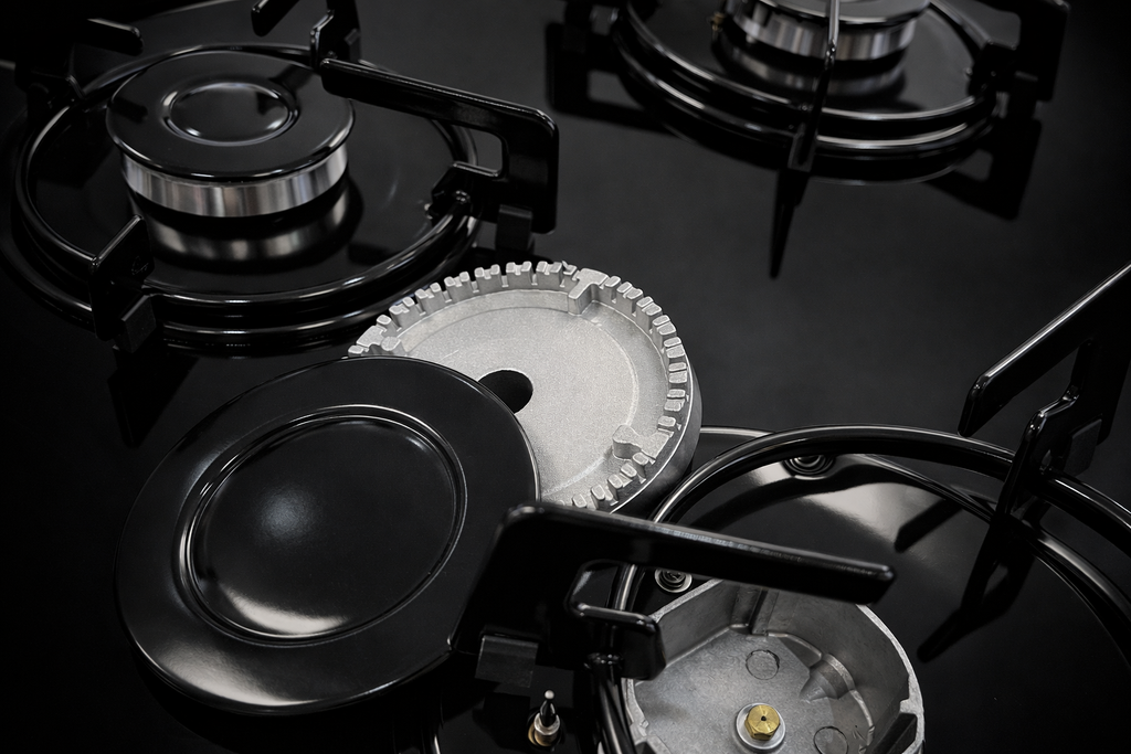 Placa de Gas Itimat 4 Fuegos de Cristal Negro